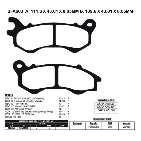 EBC EBC Brake Pads SFA603